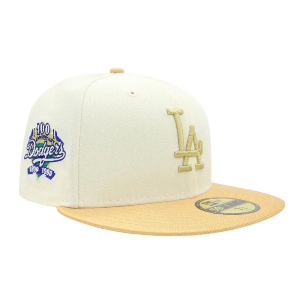 New Era Los Angeles Dodgers Gold Era 59FIFTY Hat Cap 100th Year Side Patch
